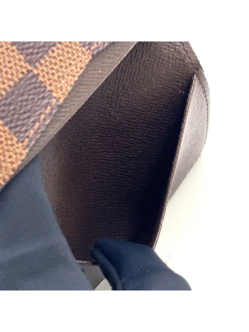 Louis Vuitton Business Card Holder Damier Ebene Leather Brown Case